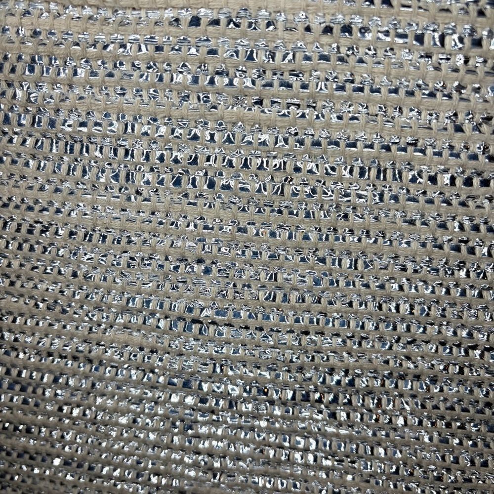 Lilla P Cotton Lurex Coral Cream Silver Metallic Stripe Crochet Beach Tote Bag L - Picture 9 of 13